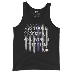 TATTOOED, ARMED, AND WORTH THE RISK - US FLAG Mens Tank