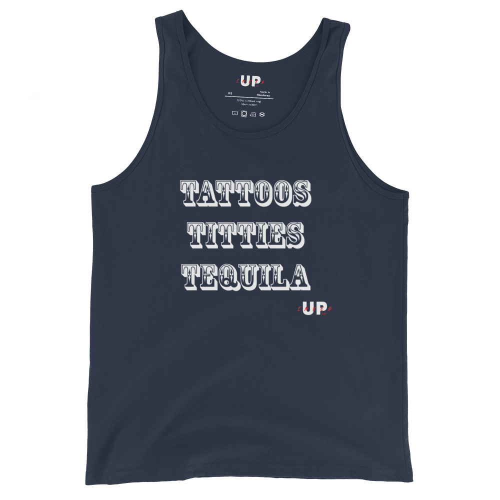 TATTOOS TITTIES TEQUILA Mens Tank - Image 3