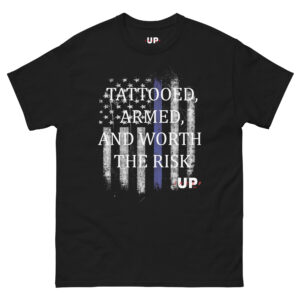 TATTOOED, ARMED, AND WORTH THE RISK - US FLAG Unisex T-Shirt
