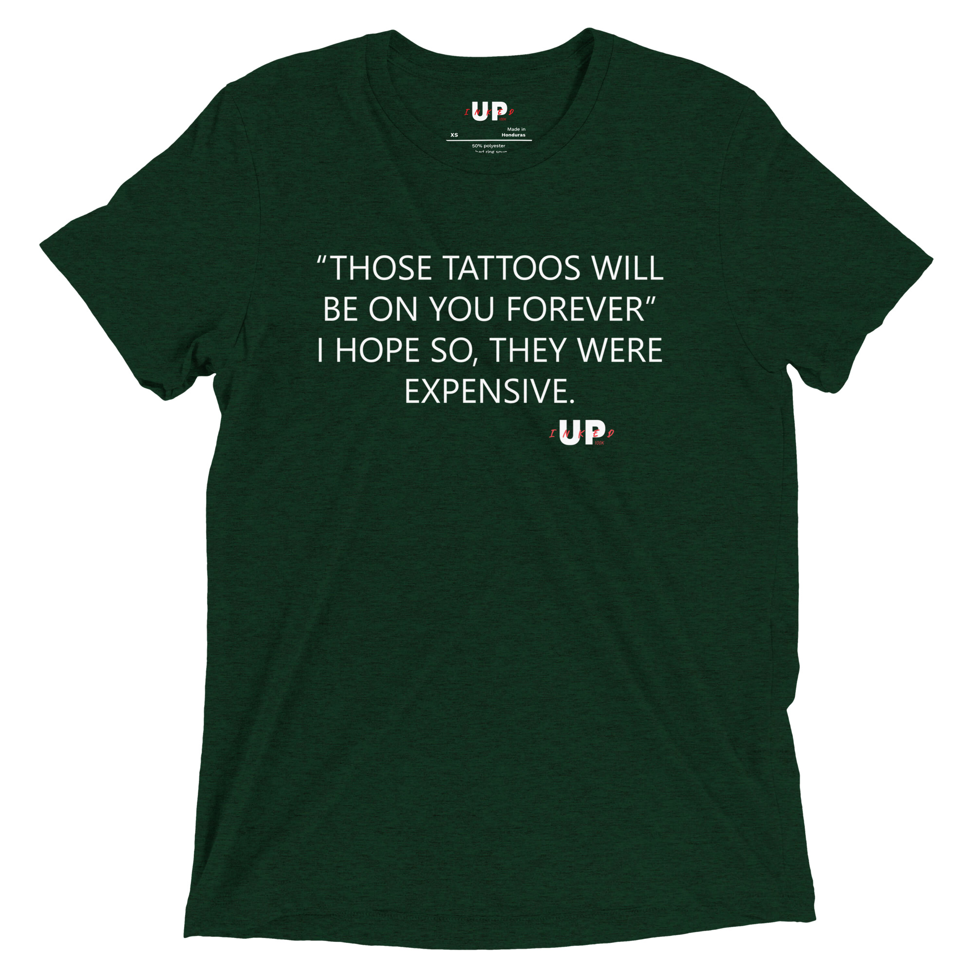 "THOSE TATTOOS WILL BE ON YOU FOREVER" I HOPE SO, THEY WERE EXPENSIVE. Mens Tri-Blend T-Shirt - Image 5