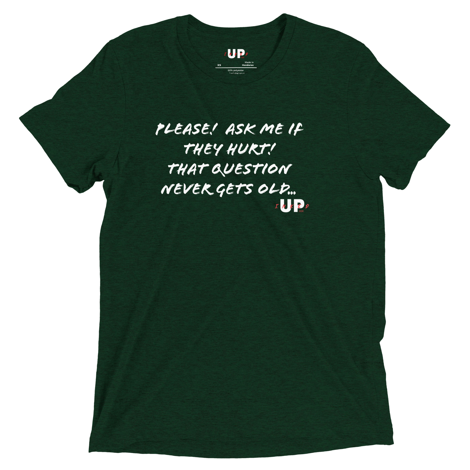 PLEASE! ASK ME IF THEY HURT! THAT QUESTION NEVER GETS OLD… Mens Tri-Blend T-Shirt - Image 5