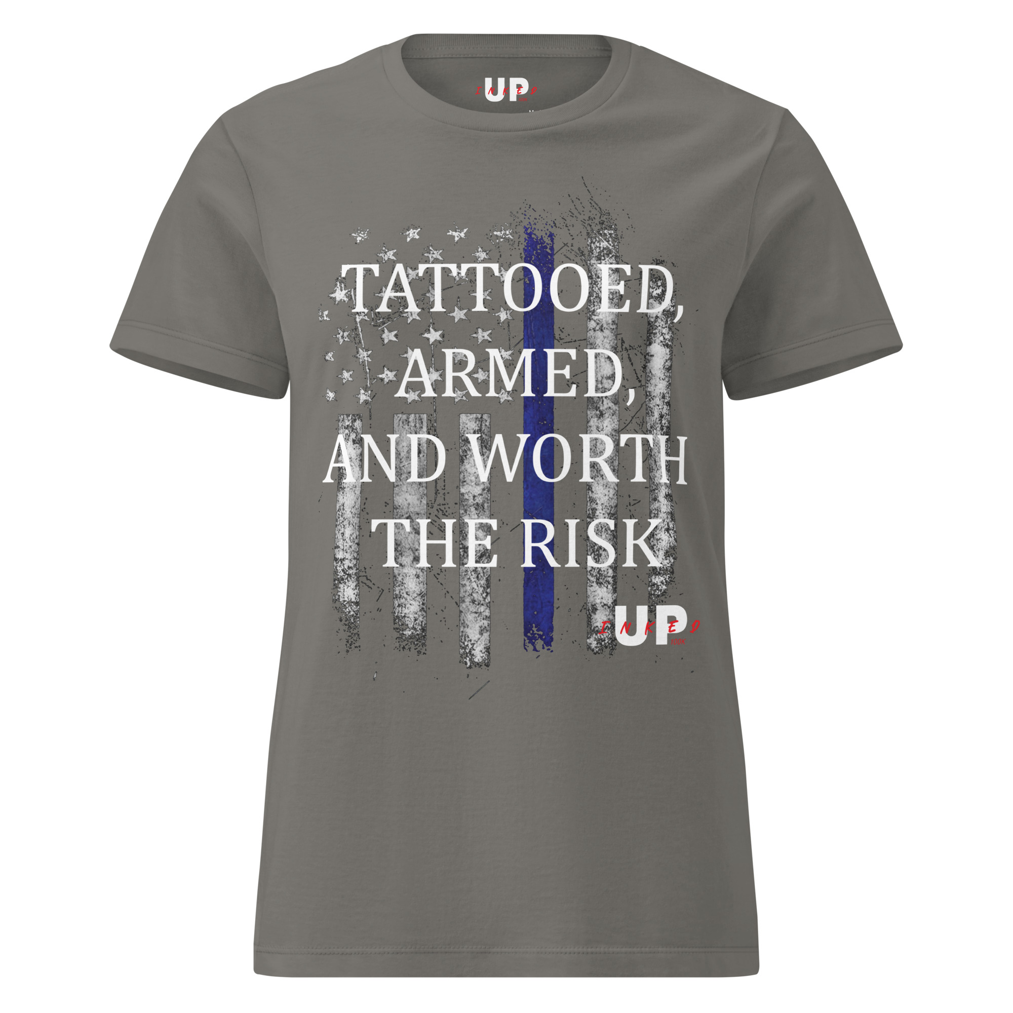 TATTOOED, ARMED, AND WORTH THE RISK - US FLAG Womens T-Shirt - Image 13