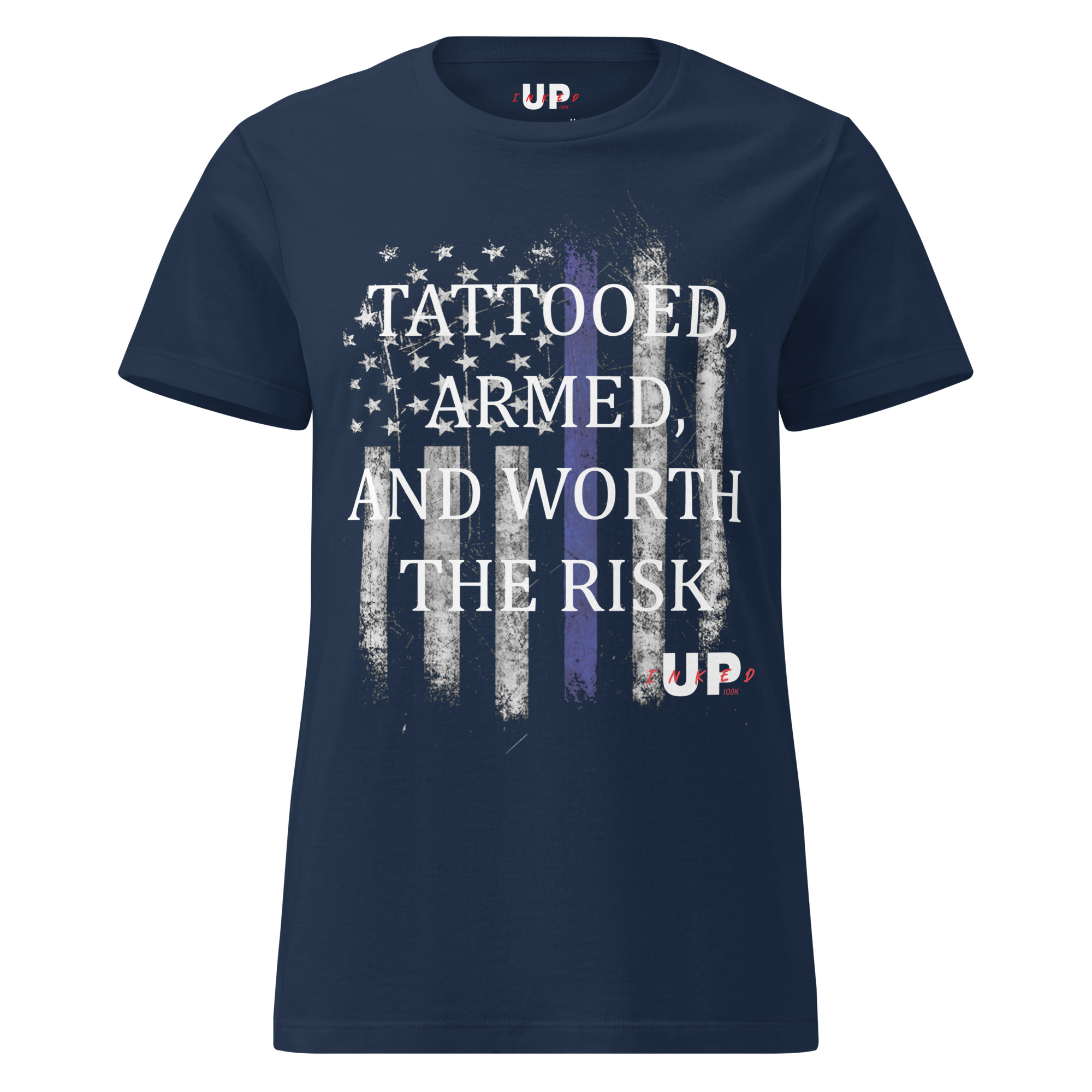 TATTOOED, ARMED, AND WORTH THE RISK - US FLAG Womens T-Shirt - Image 5